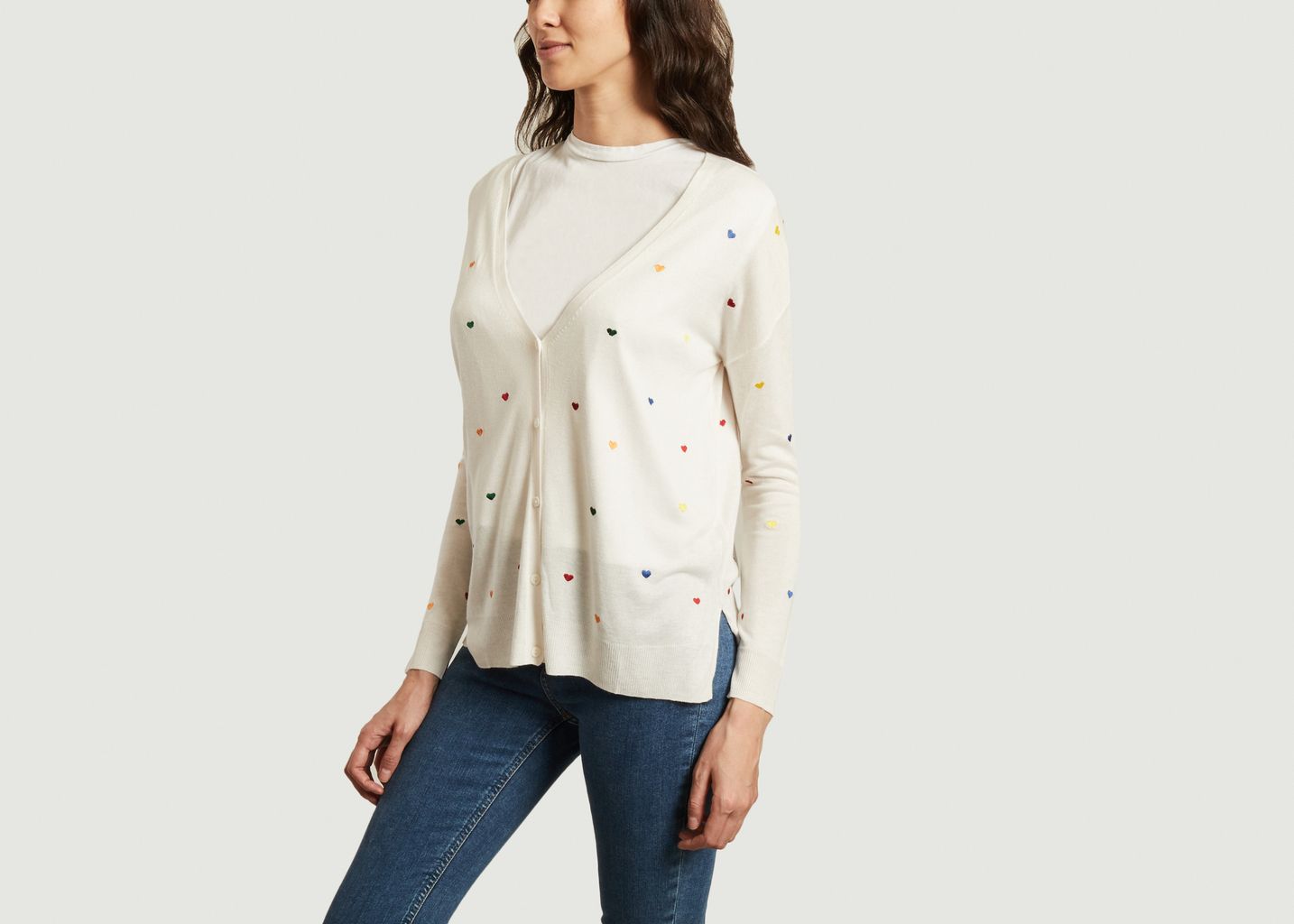 Cannelle bamboo and cashmere hearts pattern cardigan - Absolut cashmere